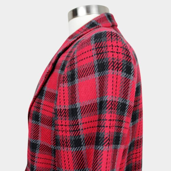 Vintage 80s Red Plaid Wool Blazer Jacket Size 8 - Picture 5 of 9